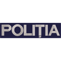 EMBLEMA SPATE VESTA TACTICA / TRICOURI / CAMASI / JACHETE / ETC. - POLITIA ROMANA 28 CM  X 10 CM - Blue Navy ( DIMENSIUNE PERSONALIZATA IN FUNCTIE DE NECESITATI / NEVOI )