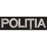 EMBLEMA FATA TRICOURI / VESTA TACTICA  / TINUTA NOUA - POLITIA ROMANA 14 CM  X 4 CM - NEGRU