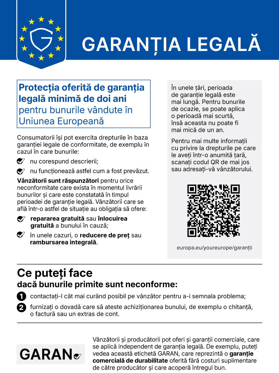 Notificarea UE privind garanția legală de conformitate